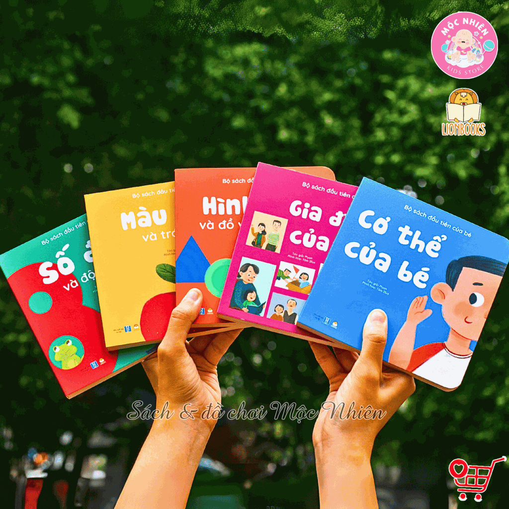 Bộ sách đầu tiên của bé 5 cuốn bồi cứng - Sách thơ cho bé sơ sinh, 0-6 tháng, 1 tuổi, em bé tập nói phát triển vốn từ - Lionbooks