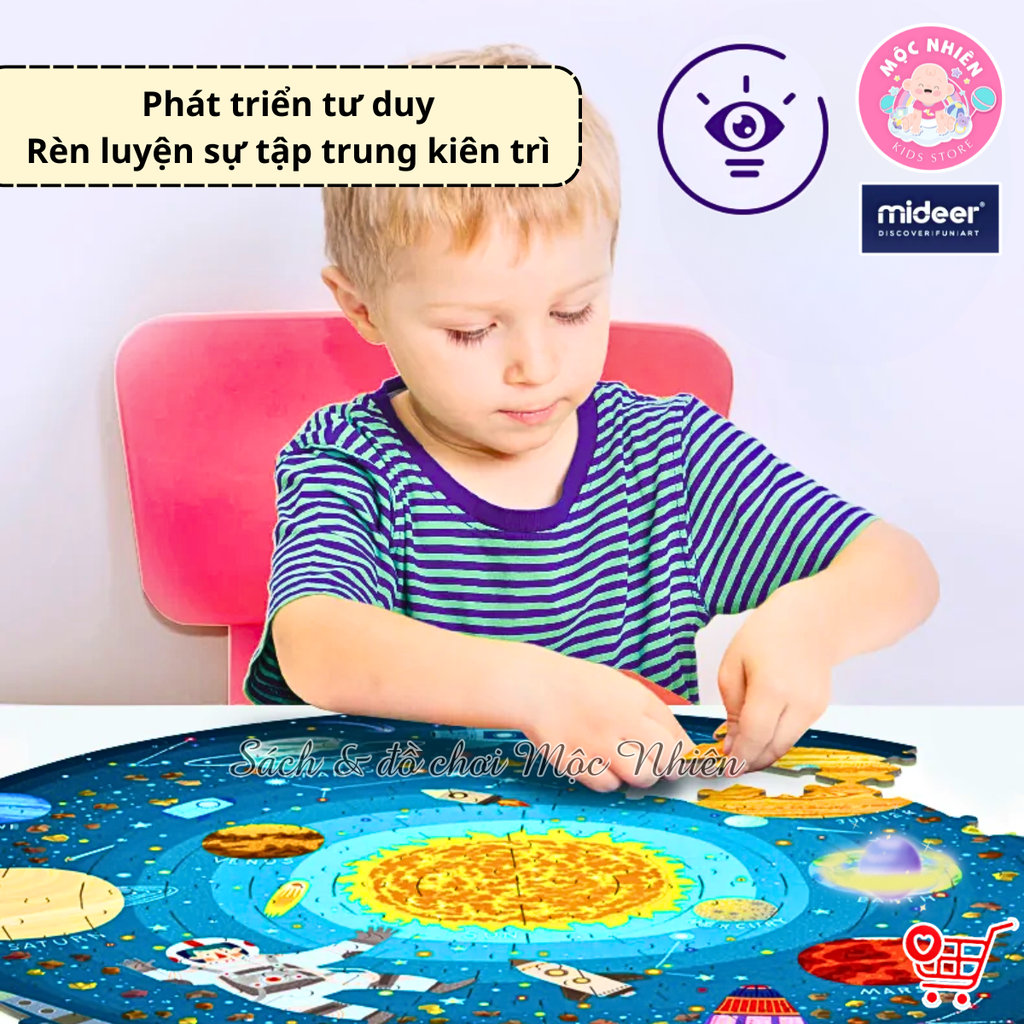Đồ Chơi Xếp Hình Puzzle MIDEER Dạng Hộp Tròn - 04 Chủ Đề Khu Rừng, Vũ Trụ, Động vật và Đại dương (150 Mảnh Ghép)
