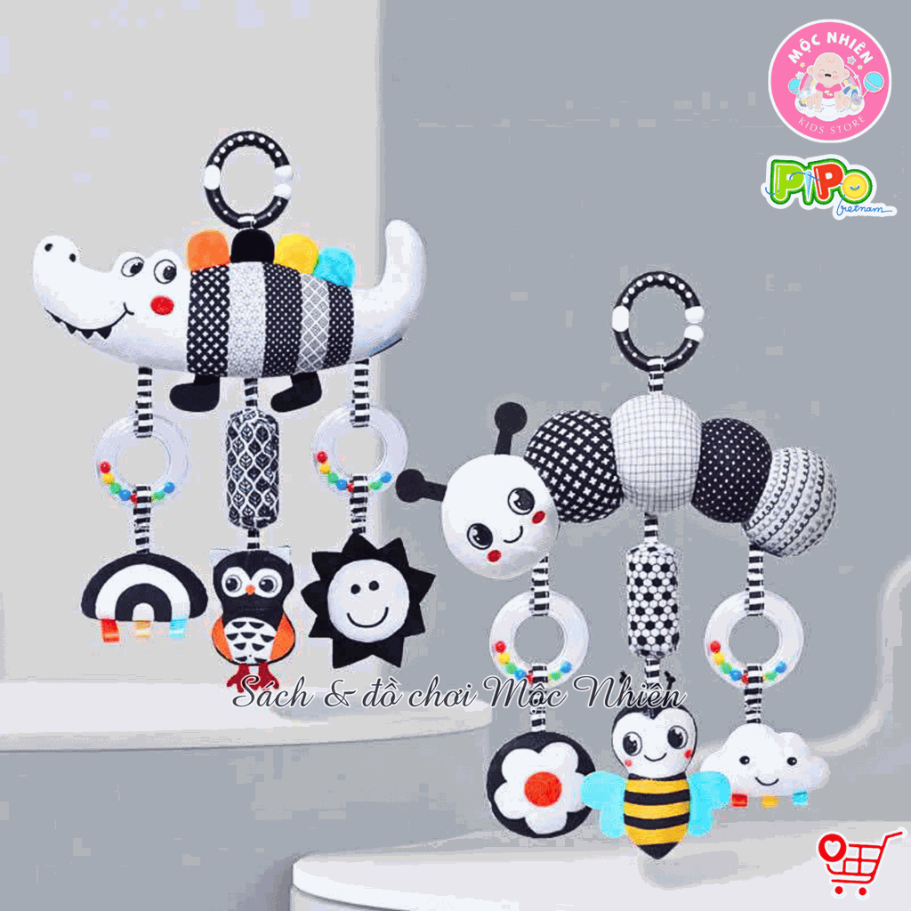 Đồ chơi treo nôi cũi xe đẩy bằng vải bông có âm thanh leng keng cho bé sơ sinh - Pipovietnam