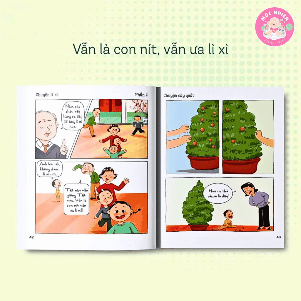 Hộp quà Tết tưng bừng cho bé độ tuổi 5+ gồm sách và set đồ chơi dân gian Ô ăn quan