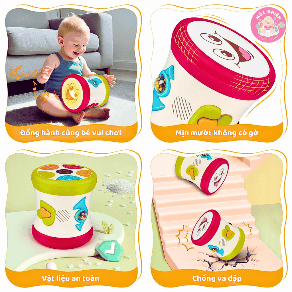 Trống đồ chơi hai mặt phát nhạc cho bé Goodway Drum GW3501C, Đồ Chơi Âm Nhạc An Toàn Cho Bé Từ 12 Tháng Tuổi