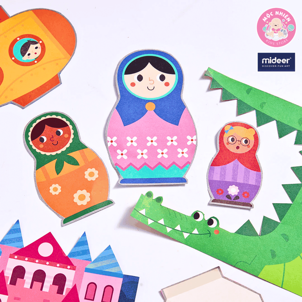 Mideer Lets Cut Paper 03 Cấp Độ (CẤP ĐỘ 2 MIDDLE) - Đồ Chơi Thủ Công Cắt Giấy Tạo Hình Sáng Tạo Cho Bé từ 4 tuổi