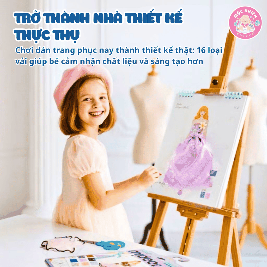 Sổ tay thiết kế thời trang Mideer kèm vải - Đồ chơi cho bé gái Dress-up Fashion Guide MD2348