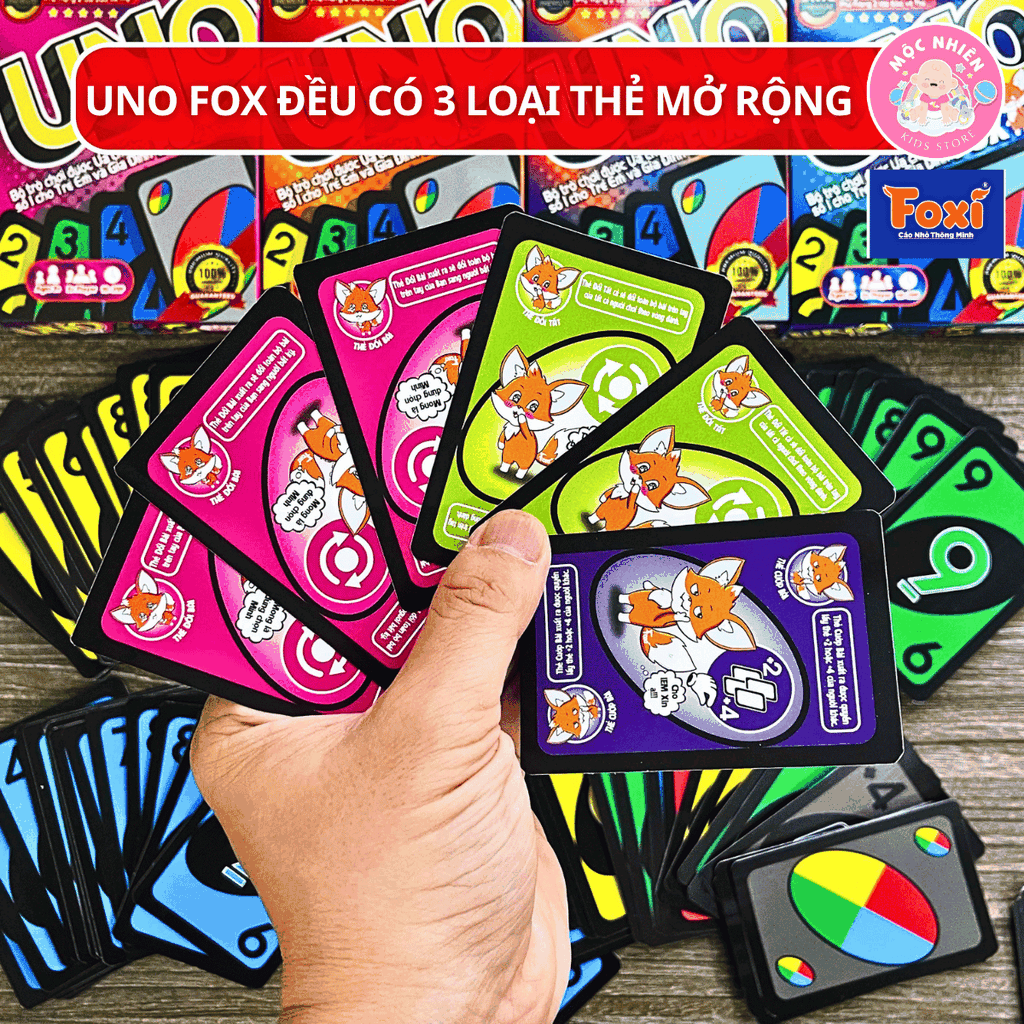 Bộ bài Boardgame - Uno Fox hiệu Foxi - UNO cao cấp-trò chơi thẻ bài siêu hay cuốn hút-gắn kết bạn bè gia đình