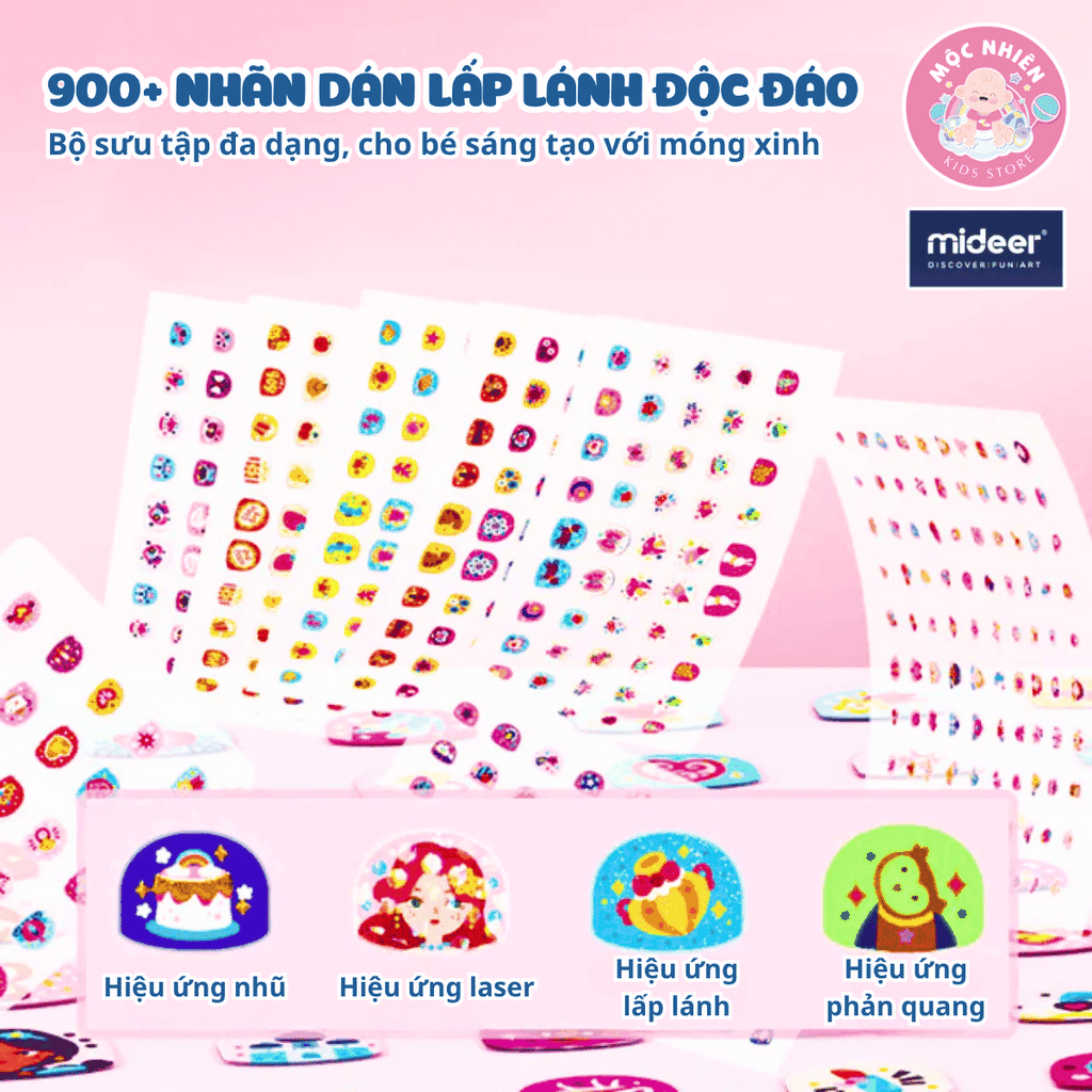 Đồ chơi Sticker dán móng tay cho bé Mideer Nail stickers 4 mẫu miếng dán cho bé gái