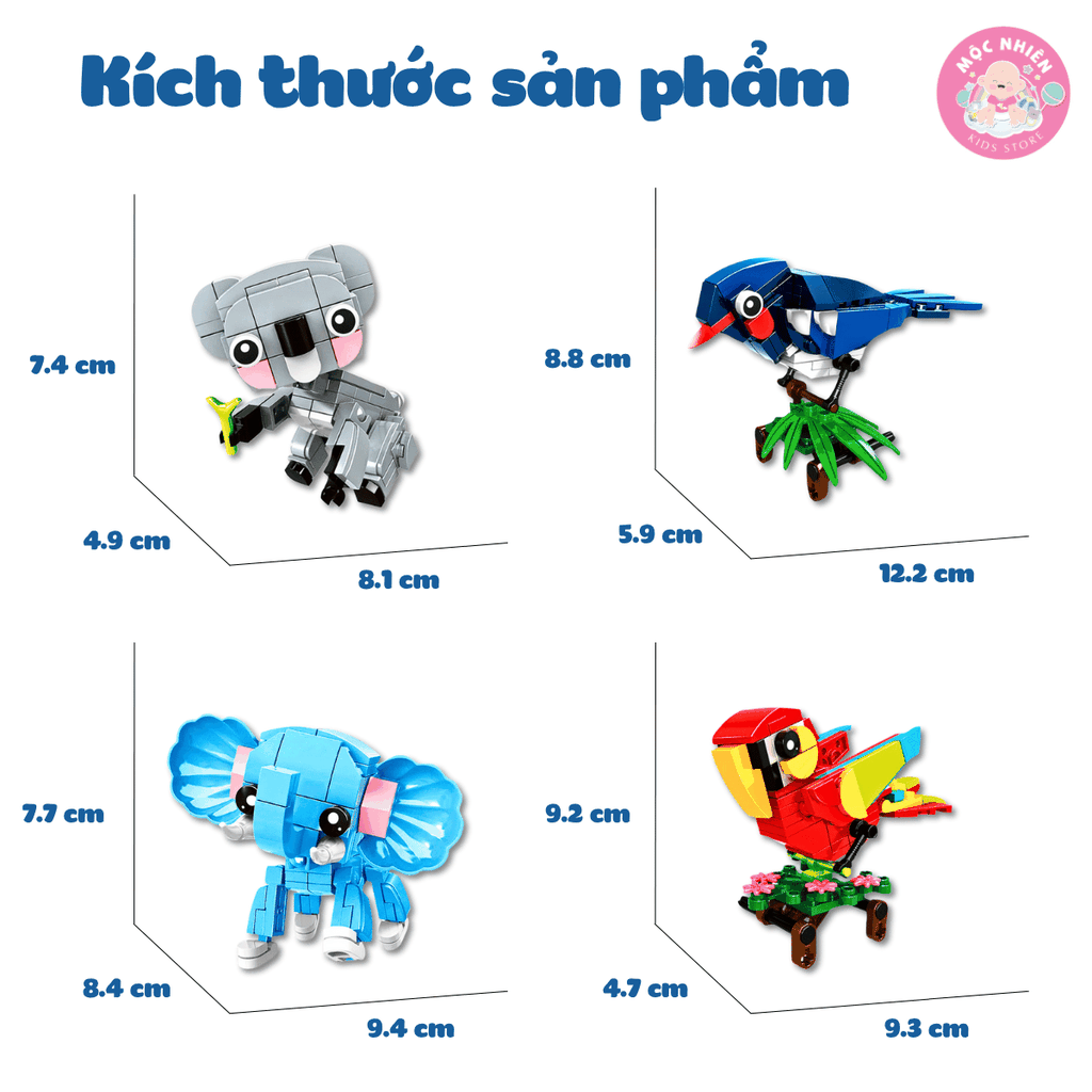 Bộ đồ chơi lắp ráp WOMA C0277 - Những loài vật dễ thương (Combo 08 hộp 655 mảnh ghép)