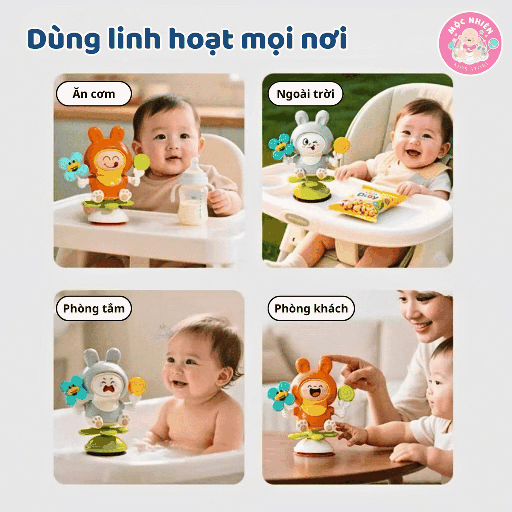 Đồ chơi thỏ nhảy múa thay đổi biểu cảm kèm chong chóng xoay tròn cho bé sơ sinh Goodway Rabbit