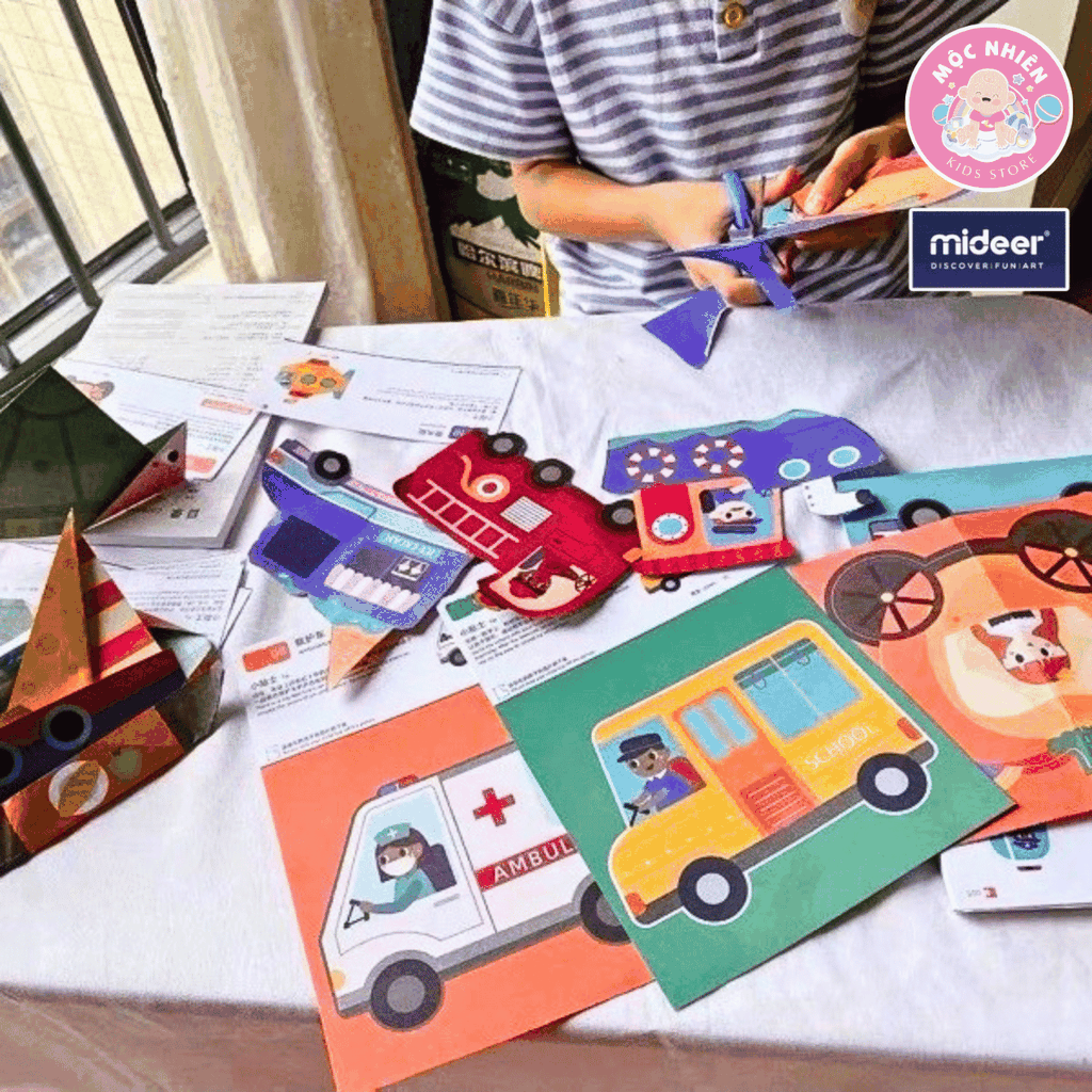 Mideer Lets Cut Paper 03 Cấp Độ (CẤP ĐỘ 3 ADVANCED) - Đồ Chơi Thủ Công Cắt Giấy Tạo Hình Sáng Tạo Cho Bé từ 5 tuổi