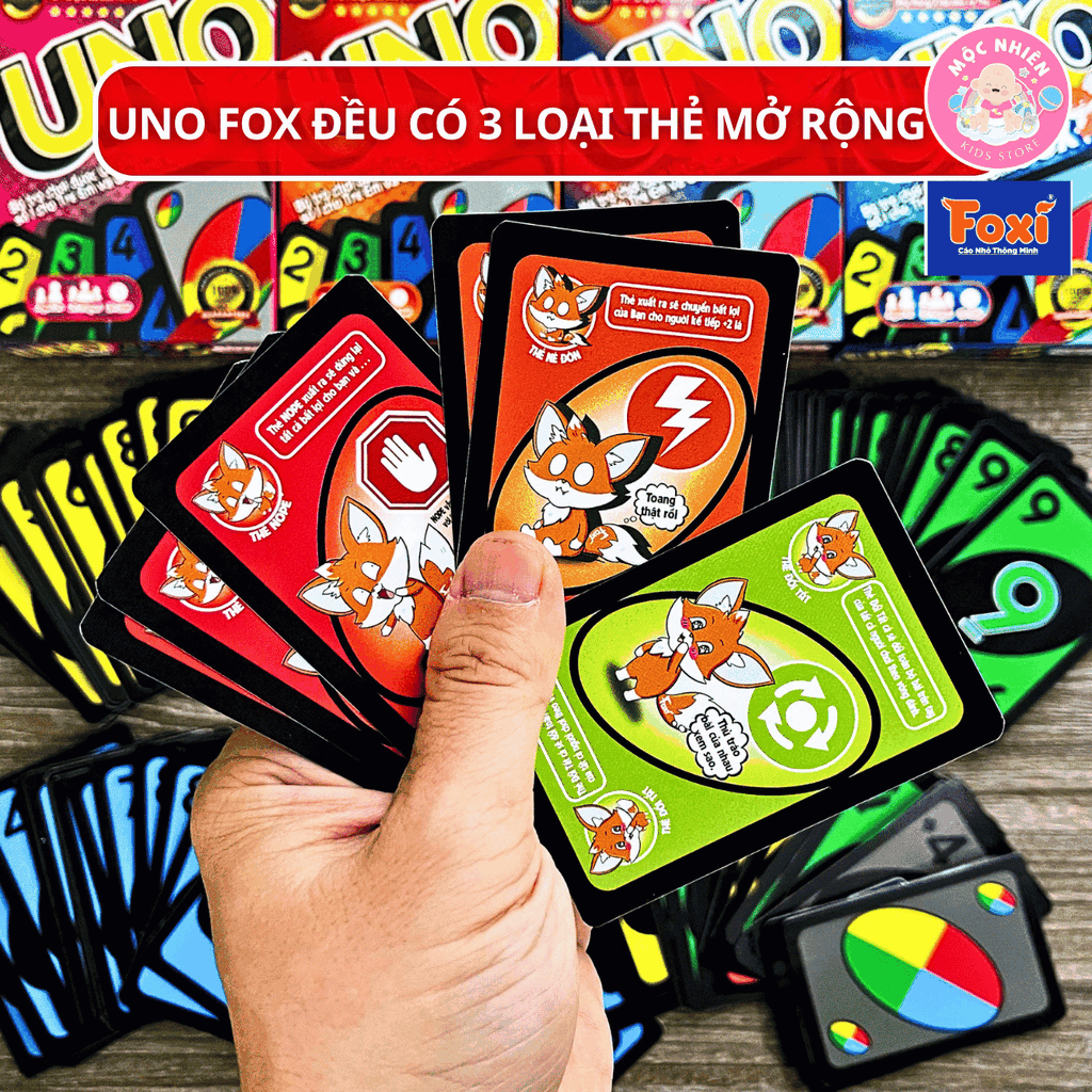 Bộ bài Boardgame - Uno Fox hiệu Foxi - UNO cao cấp-trò chơi thẻ bài siêu hay cuốn hút-gắn kết bạn bè gia đình