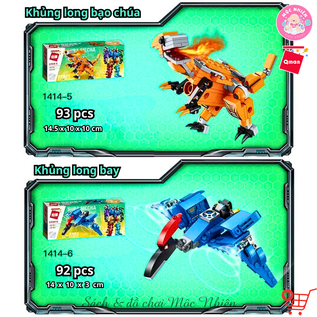 Đồ chơi lắp ráp Qman 1414 - Siêu Robot khủng long (456 mảnh ghép)