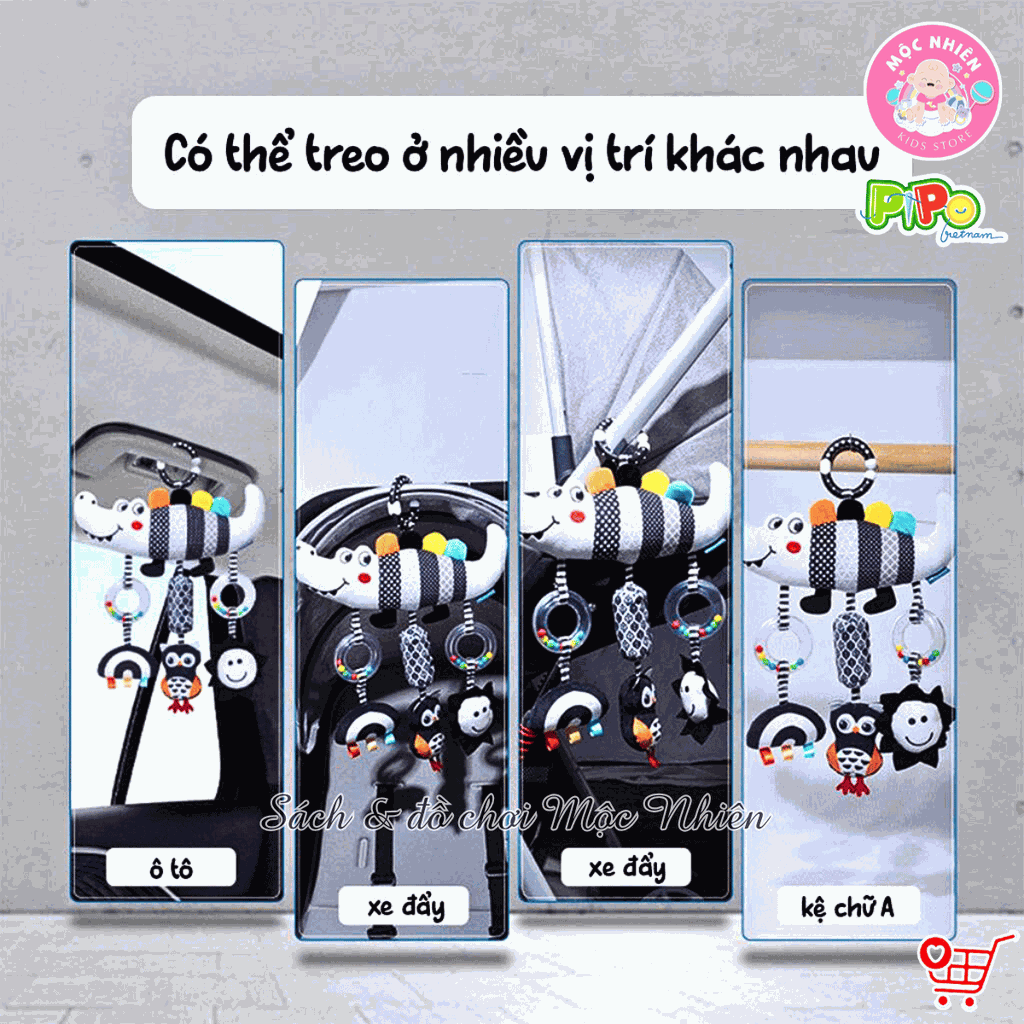 Đồ chơi treo nôi cũi xe đẩy bằng vải bông có âm thanh leng keng cho bé sơ sinh - Pipovietnam