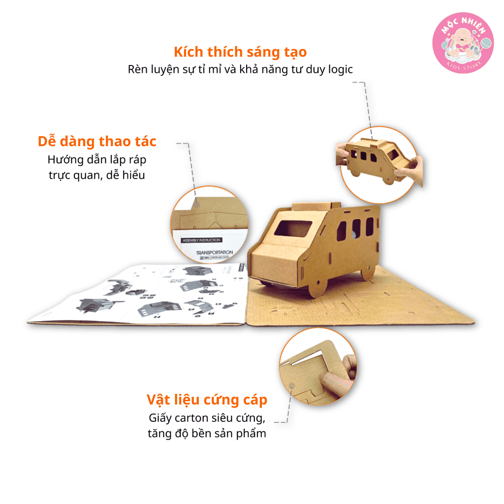 Đồ chơi giấy từ bìa carton cao cấp - Mô hình lắp ráp phương tiện giao thông (Nhiều mẫu) - MAGIX