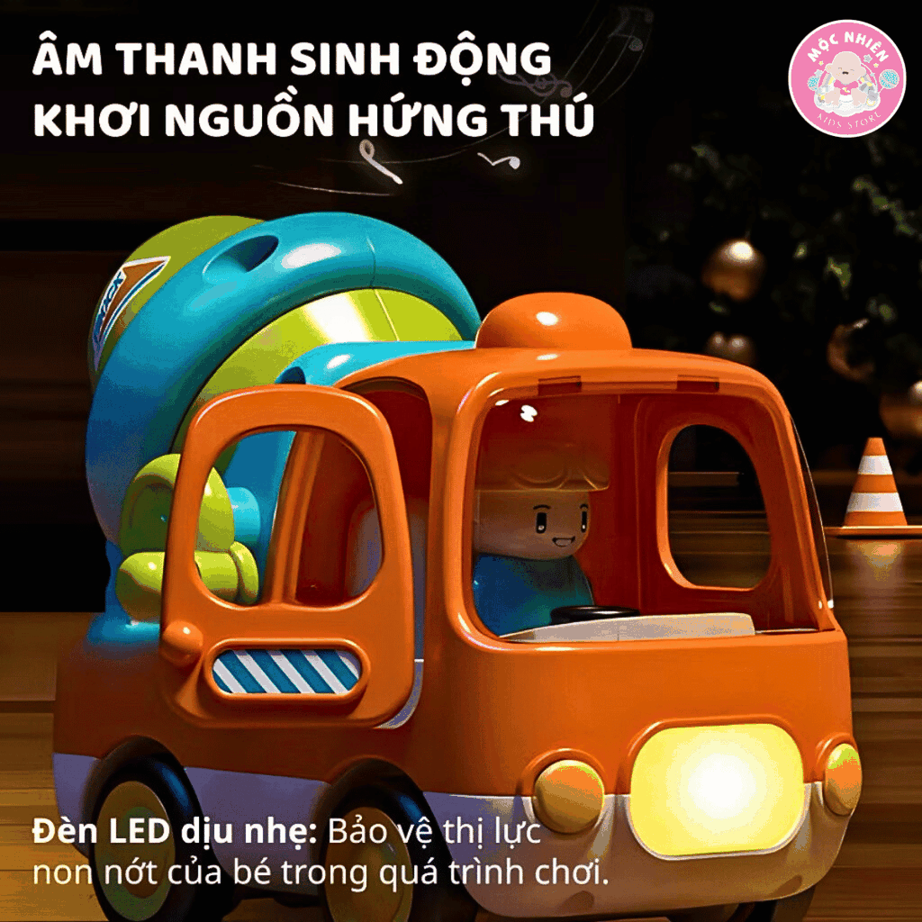 Ô tô đồ chơi trẻ em, xe tải đồ chơi, xe trộn bê tông, xe xúc cát cho bé có nhạc vui nhộn Goodway