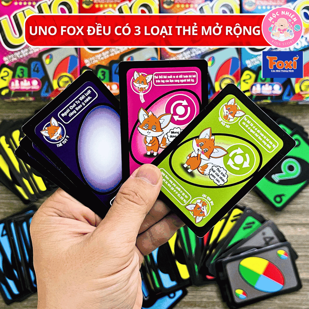 Bộ bài Boardgame - Uno Fox hiệu Foxi - UNO cao cấp-trò chơi thẻ bài siêu hay cuốn hút-gắn kết bạn bè gia đình