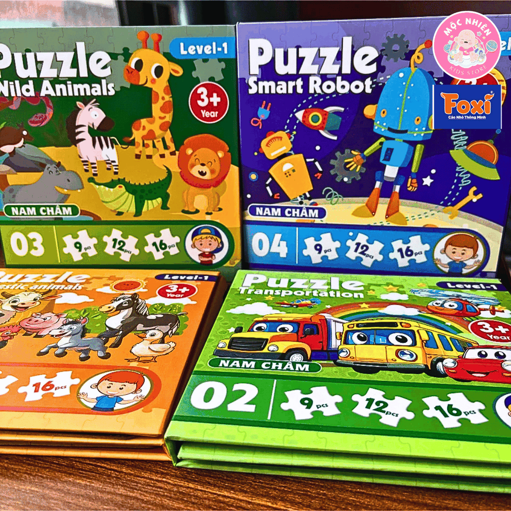 Đồ chơi ghép hình puzzle nam châm gấp lại thành cuốn sổ - Puzzle Foxi 2501 Level 1
