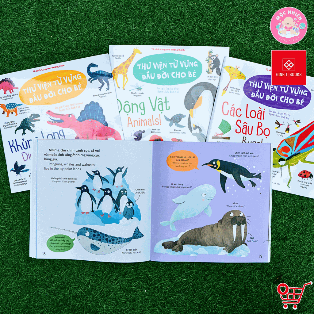Combo 08 cuốn Sách - Thư viện từ vựng đầu đời cho bé - Đinh Tị Books