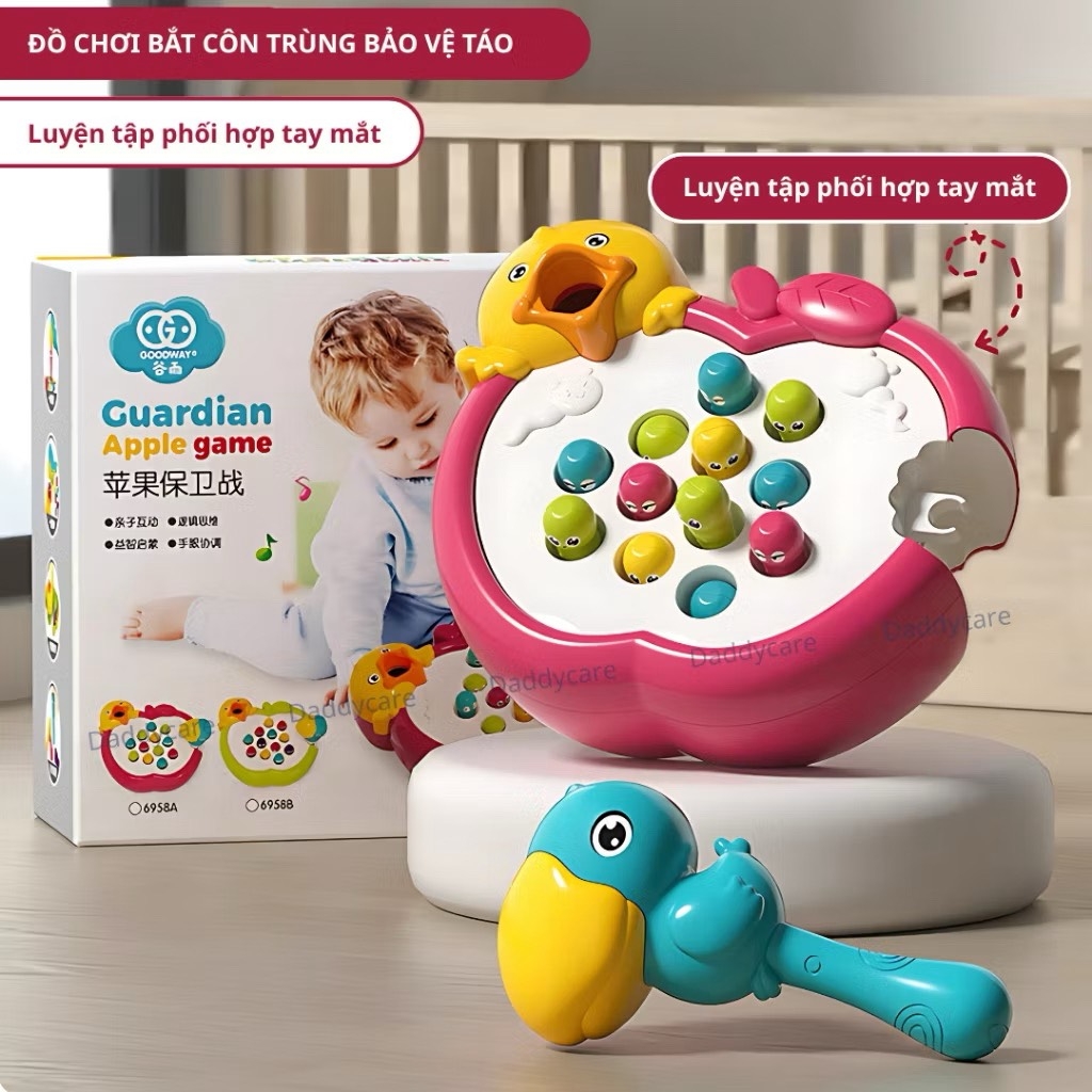 Đồ chơi gắp sâu, đồ chơi đập chuột cho bé Goodway Whack A Insect, Đồ Chơi Tương Tác Vui Nhộn Cho Bé