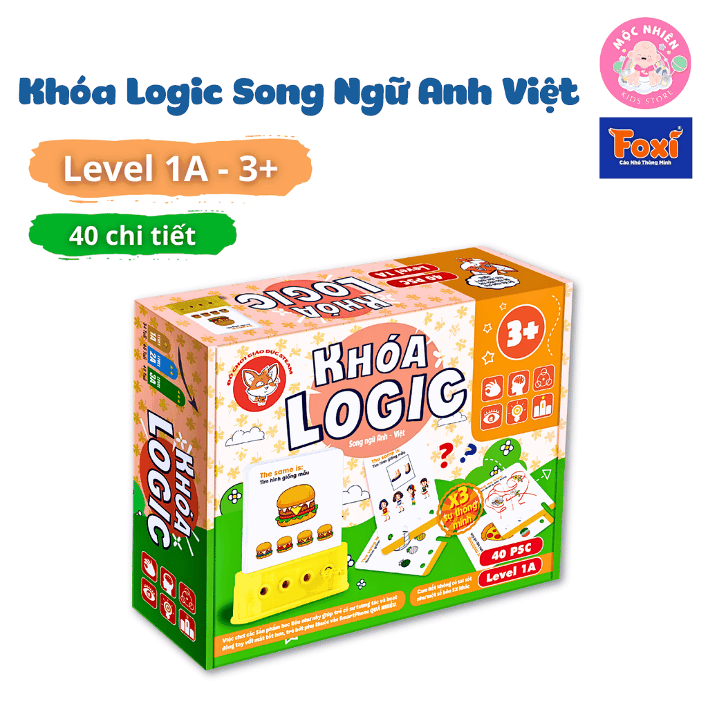 Đồ chơi trí tuệ giải câu đố cho bé từ 3-7 tuổi - Khoá logic phát triển tư duy (Song ngữ Anh Việt) - Hiệu Foxi