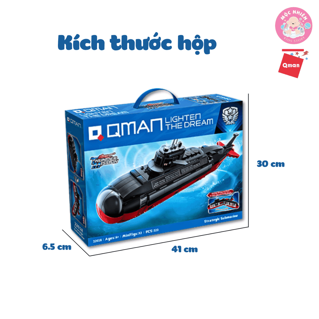 Đồ chơi lắp ráp xếp hình Qman 22018 - Tàu ngầm đen (523 chi tiết) - Dành cho bé trai từ 6 tuổi