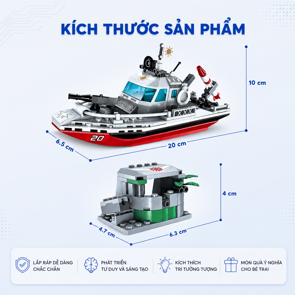 Đồ chơi lắp ráp Qman 1720 - Cuộc xung đột bờ biển (235 chi tiết)