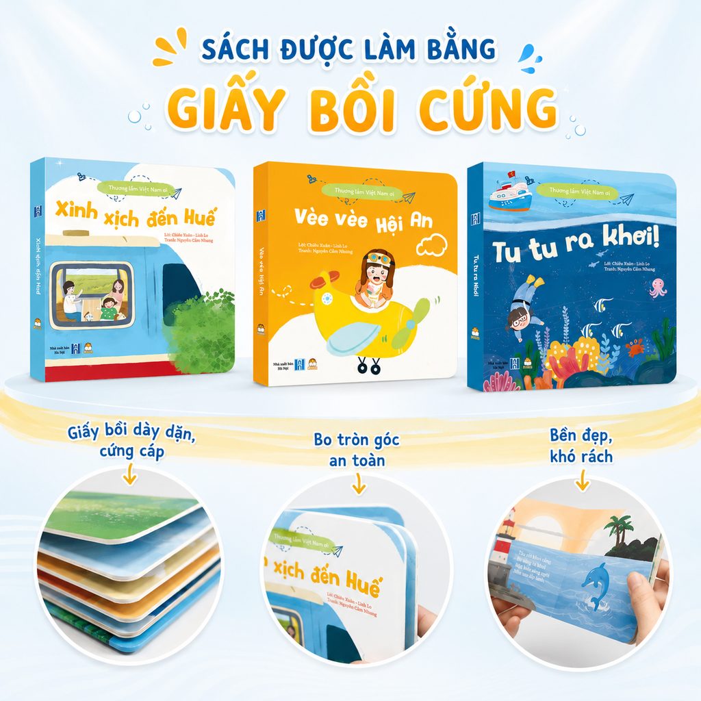 Sách thơ - Bộ Việt Nam quê mình 3 cuốn Bồi cứng tái bản cho bé 0-6 tuổi - Lionbooks