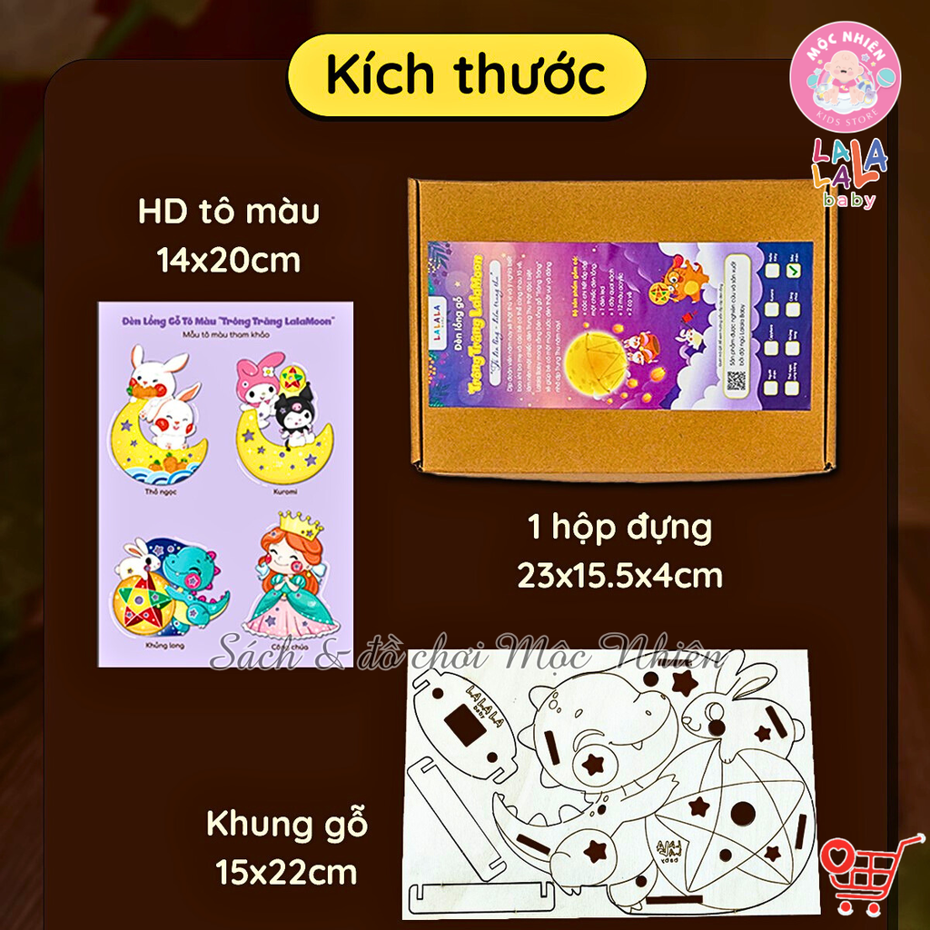 Đèn lồng gỗ Lalamoon Trung Thu 2024 - Bộ Kit tự làm đèn trông trăng tự do sáng tạo Lalala baby