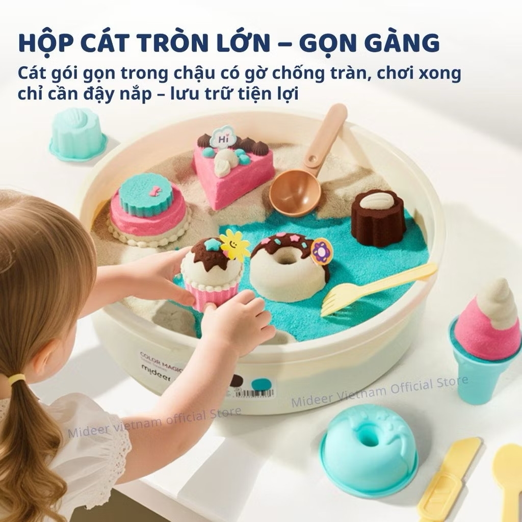 Đồ chơi Cát động lực Mideer kèm dụng cụ tạo hình thủ công làm bánh cho bé cao cấp Color Magic Sand (MD4326)
