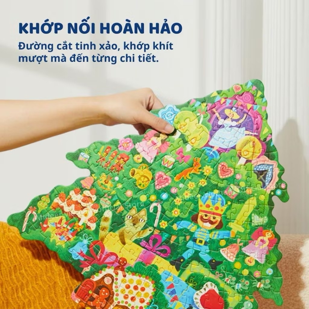 Đồ chơi xếp hình cây thông Noel Mideer bộ lắp ghép mideer Christmas Tale Shaped Puzzle (160 mảnh ghép)