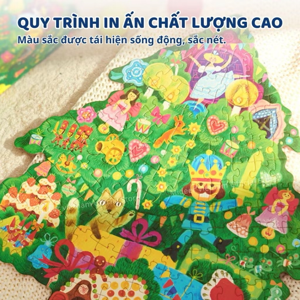 Đồ chơi xếp hình cây thông Noel Mideer bộ lắp ghép mideer Christmas Tale Shaped Puzzle (160 mảnh ghép)