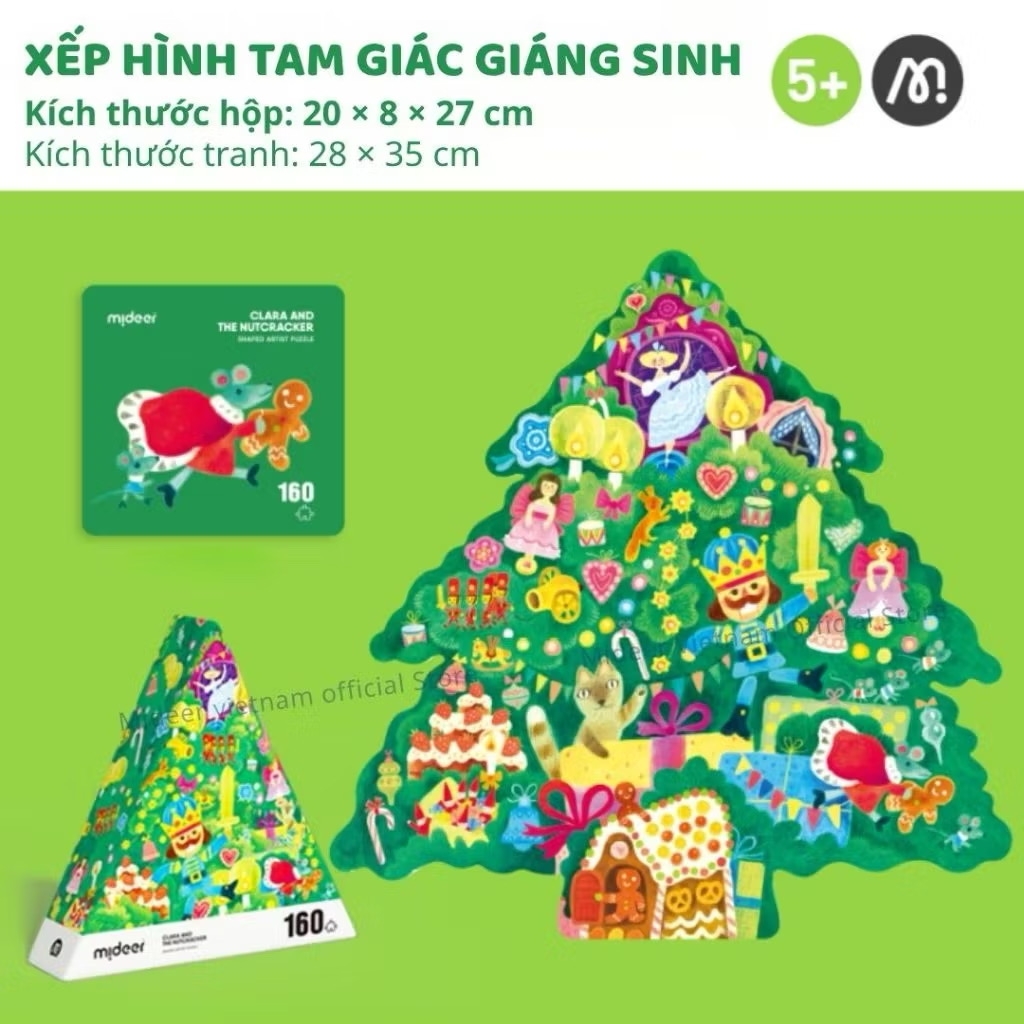 Đồ chơi xếp hình cây thông Noel Mideer bộ lắp ghép mideer Christmas Tale Shaped Puzzle (160 mảnh ghép)