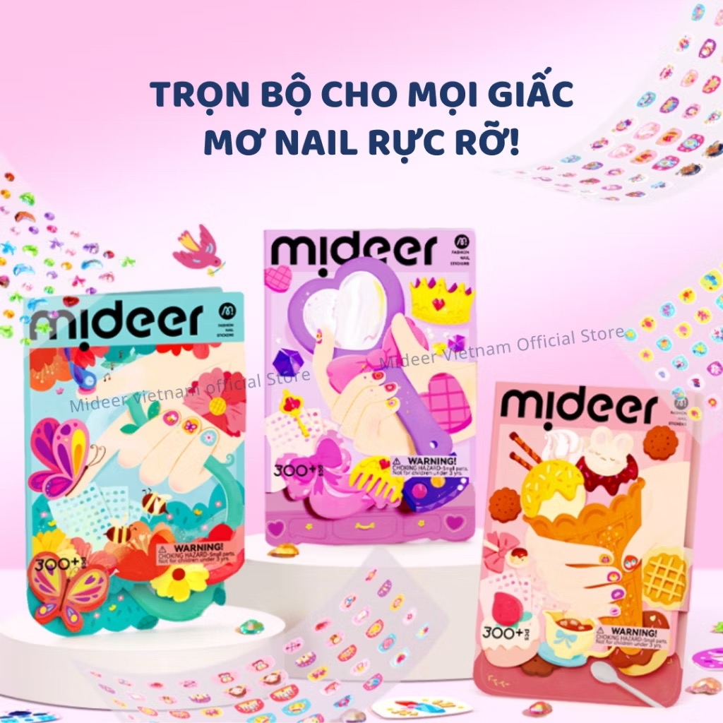 Đồ chơi Sticker dán móng tay cho bé Mideer Nail stickers 4 mẫu miếng dán cho bé gái