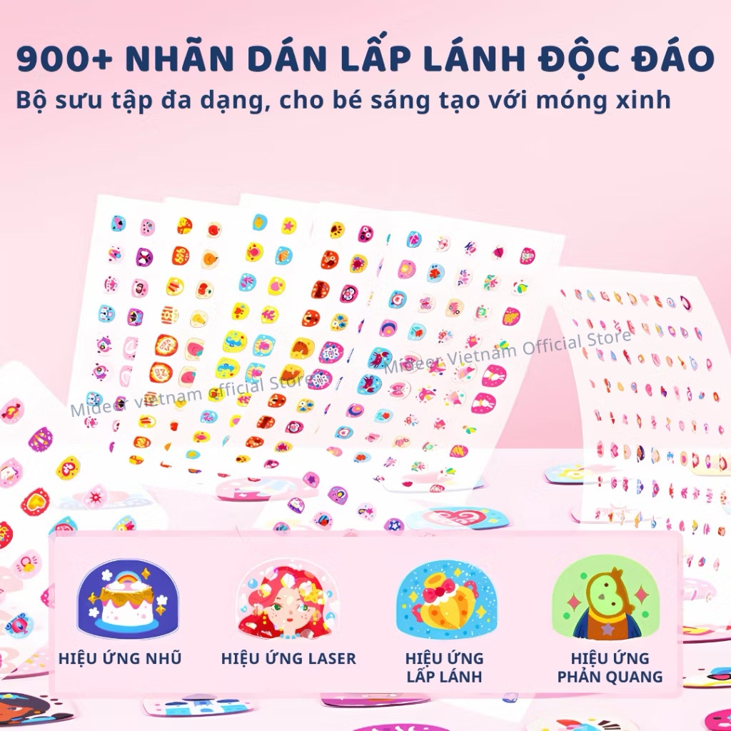 Đồ chơi Sticker dán móng tay cho bé Mideer Nail stickers 4 mẫu miếng dán cho bé gái