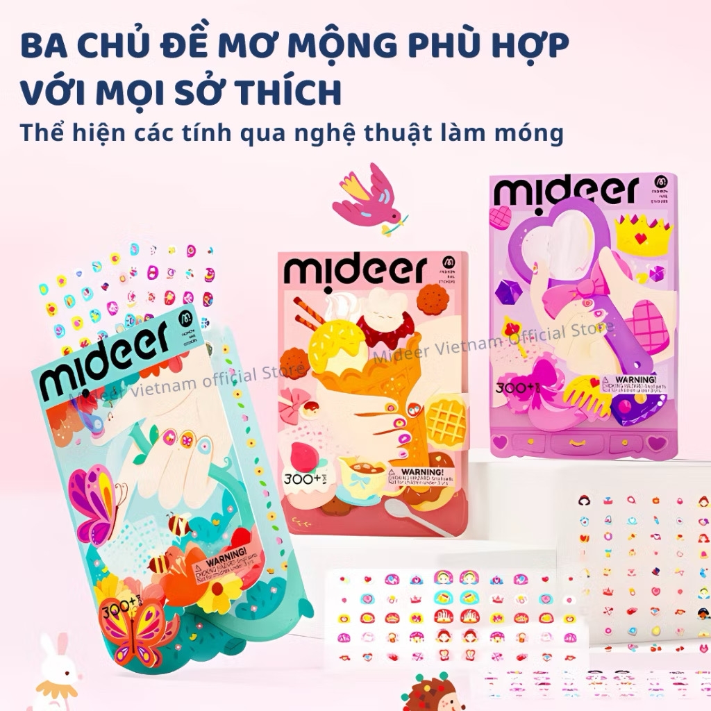 Đồ chơi Sticker dán móng tay cho bé Mideer Nail stickers 4 mẫu miếng dán cho bé gái