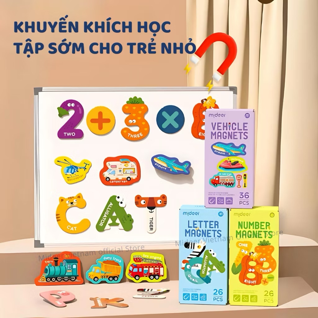 Combo 02 Bộ Chữ Cái và Chữ Số Nam Châm Mideer - Letter Magnets/Number Magnets