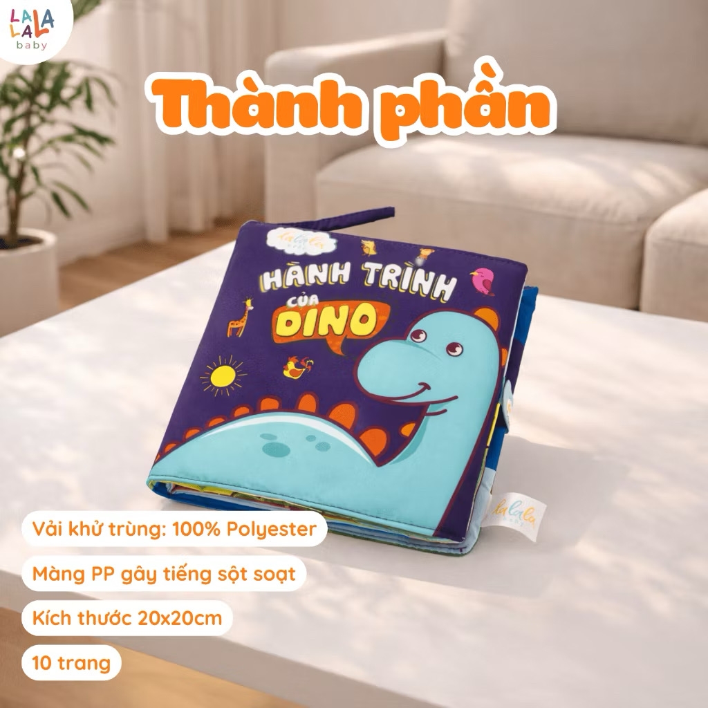 Sách vải đồ chơi cho bé sơ sinh đa tương tác Lalala Baby nhiều chủ đề kích thước lớn 18x18cm