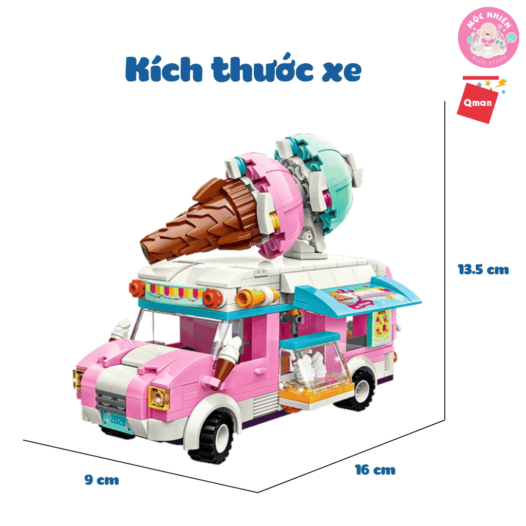 Đồ chơi lắp ráp Qman 2029 - Xe kem (388 mảnh ghép) dành cho bé từ 6 tuổi