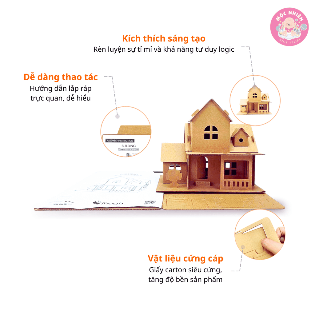 Đồ chơi giấy từ bìa carton cao cấp - Mô hình ngôi nhà lắp ráp Nhà giấy carton mini sáng tạo (Nhiều mẫu) - Magix