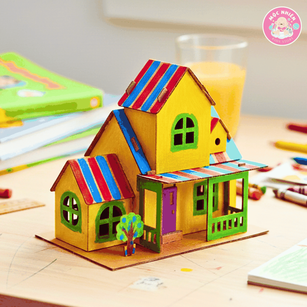 Đồ chơi giấy từ bìa carton cao cấp - Mô hình ngôi nhà lắp ráp Nhà giấy carton mini sáng tạo (Nhiều mẫu) - Magix