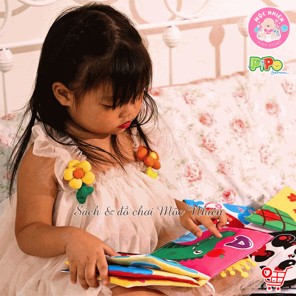 Sách vải tương tác lật mở cho bé nhận biết màu sắc, học chữ, tập đếm, 4 mùa (lẻ cuốn) size cơ bản 15x15 - Pipovietnam