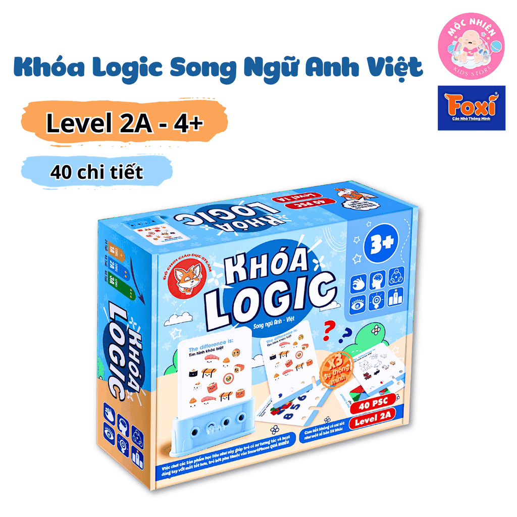 Đồ chơi trí tuệ giải câu đố cho bé từ 3-7 tuổi - Khoá logic phát triển tư duy (Song ngữ Anh Việt) - Hiệu Foxi