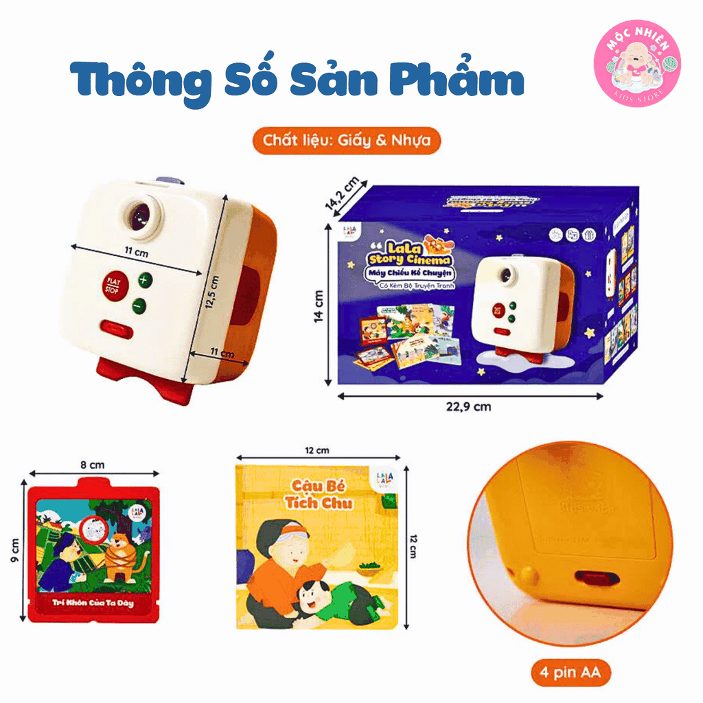 Combo 03 gồm Máy chiếu kể chuyện Lala Story Cinema Bộ tiêu chuẩn và Set cổ tích tiếng Việt + Set cổ tích tiếng Anh - Lalala baby