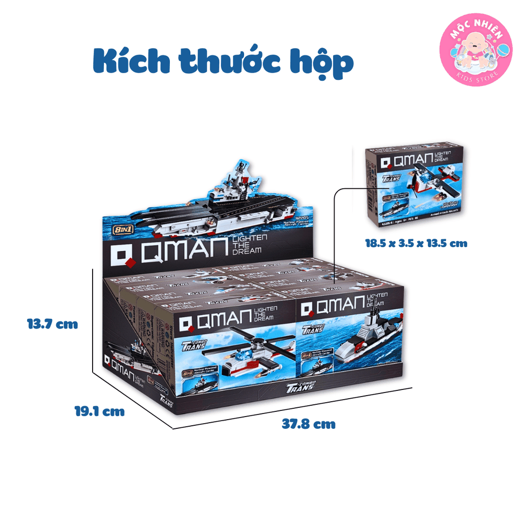Đồ chơi lắp ráp xếp hình Qman 42205 - Tàu chạy bằng năng lượng hạt nhân (572 mảnh ghép)