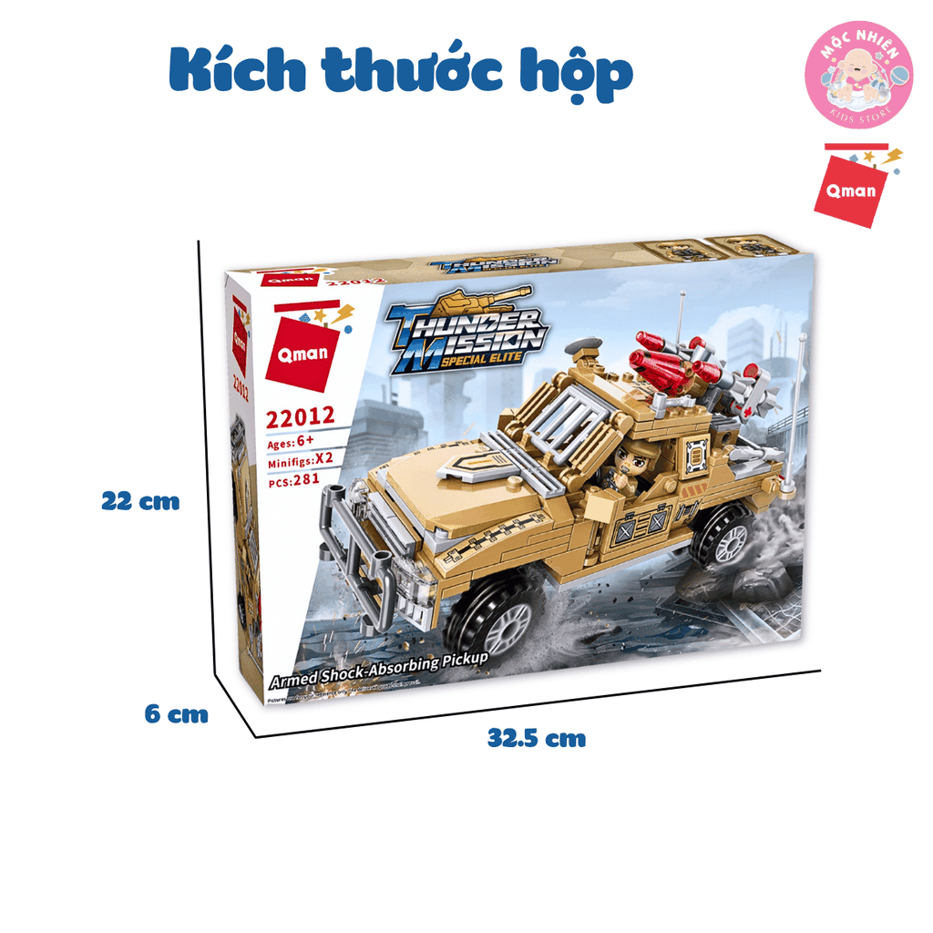 Đồ Chơi Lắp Ráp Qman 22012 - Xe Quân Sự Cơ Động Nhanh (281 Mảnh Ghép) Dành Cho Bé Trai Trên 6 Tuổi