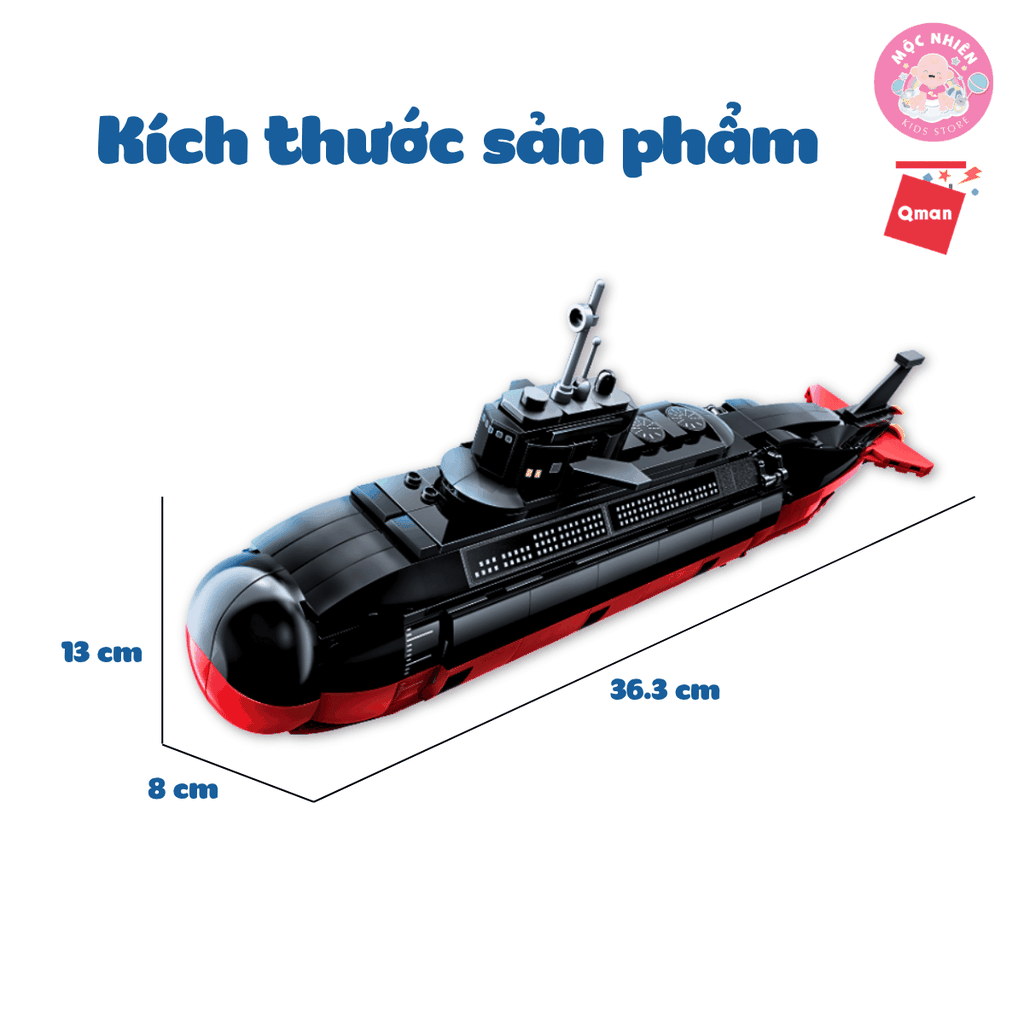 Đồ chơi lắp ráp xếp hình Qman 22018 - Tàu ngầm đen (523 chi tiết) - Dành cho bé trai từ 6 tuổi