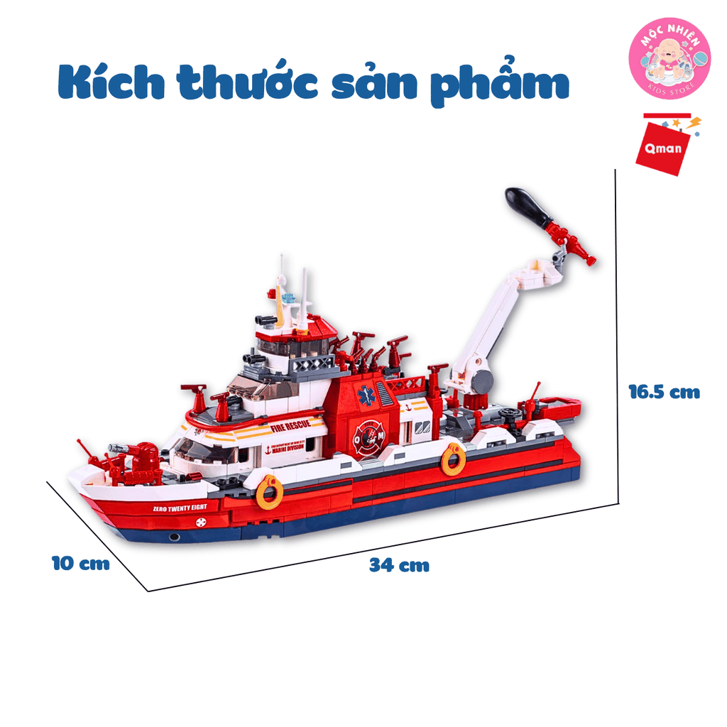 Đồ chơi lắp ráp xếp hình Qman 12028 - Tàu cứu hộ ven biển (589 chi tiết) - Dành cho bé trai từ 6 tuổi