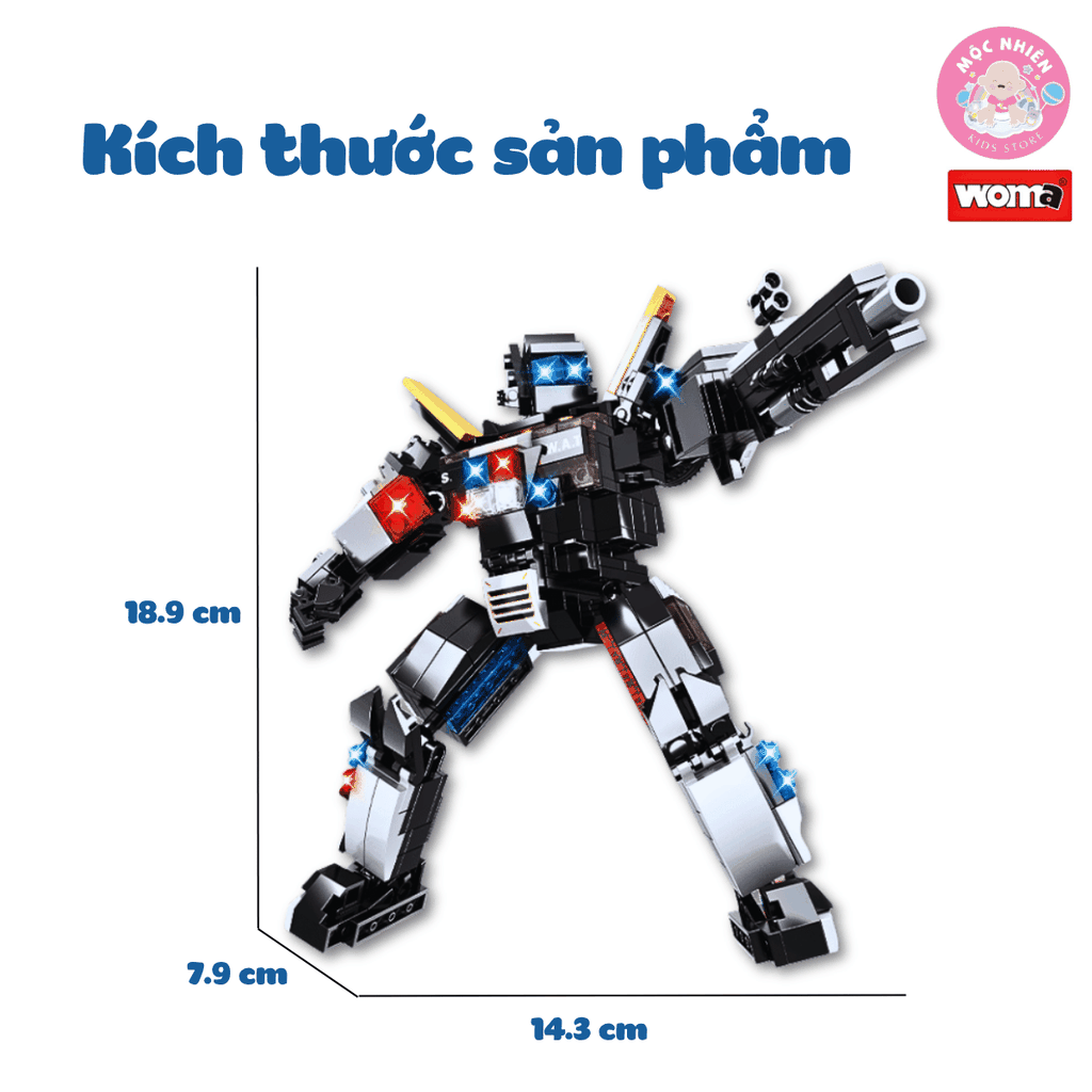 Đồ chơi lắp ráp xếp hình 2 trong 1 Woma C5022 - Xe cảnh sát biến hình Robot SWAT (431 chi tiết)