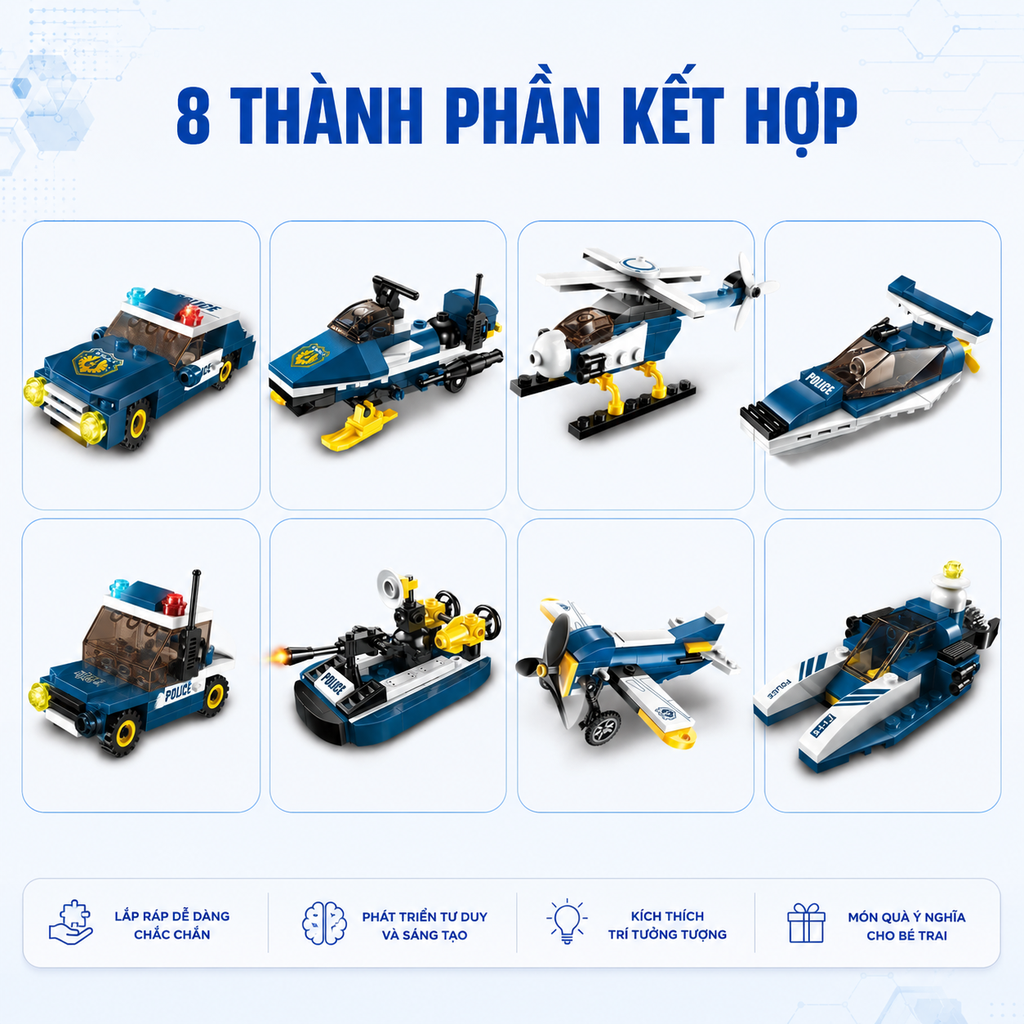 Đồ chơi lắp ráp xếp hình Qman 1801 - Trực thăng chiến đấu (381 mảnh ghép)