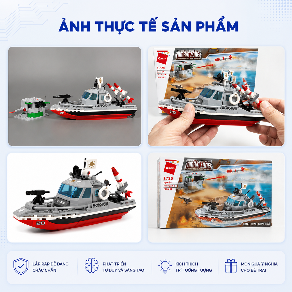 Đồ chơi lắp ráp Qman 1720 - Cuộc xung đột bờ biển (235 chi tiết)