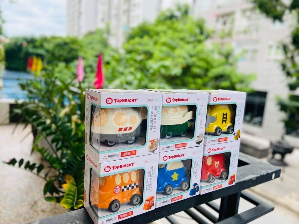 Đồ Chơi Xếp Hình Puzzle Gỗ Kèm Mô Hình Xe 2in1 TOPBRIGHT - Dành Cho Bé Từ 3 Tuổi