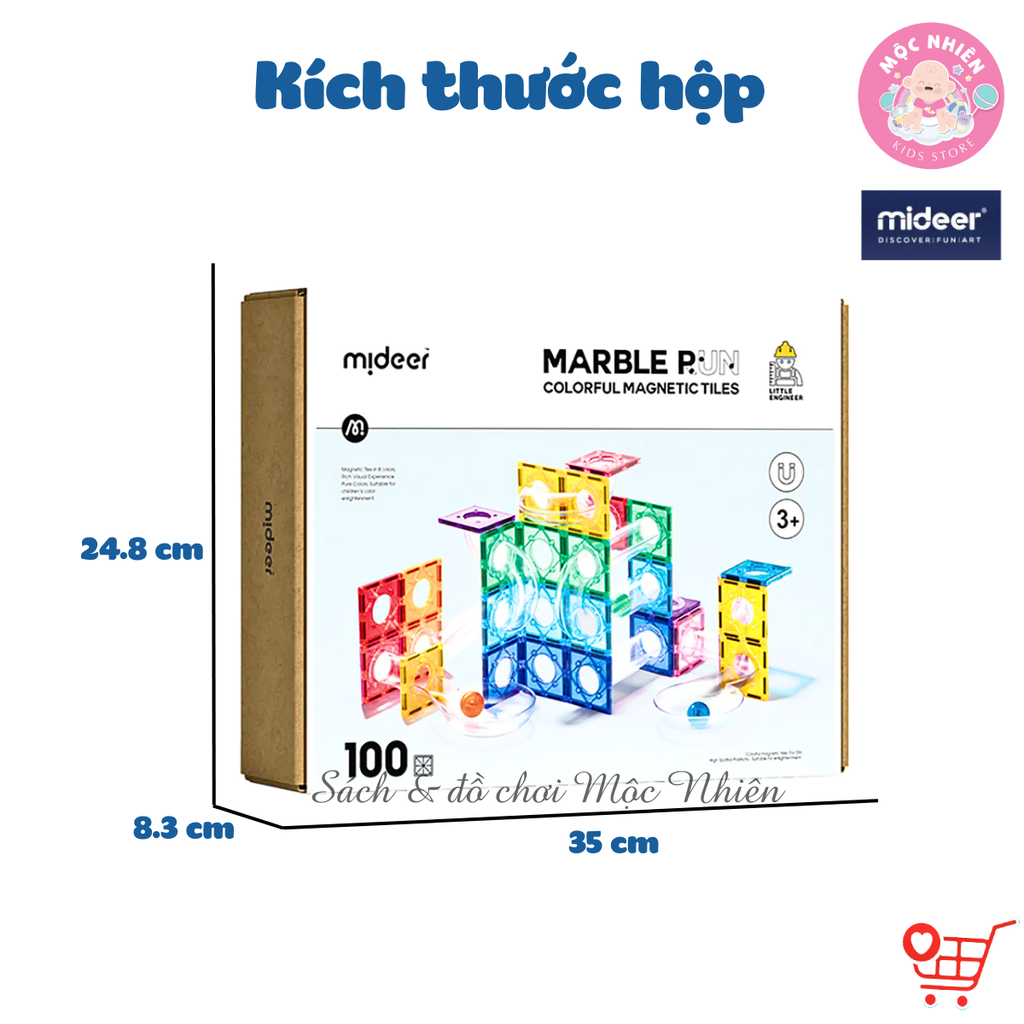 Bộ Stem thiết kế đường bóng Mideer Colorful Magnetic Tiles–Marble Run - đồ chơi nam châm cho bé MD1166